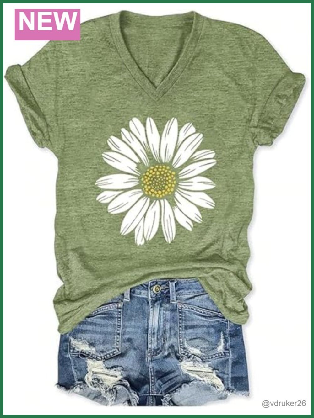 Women's V Neck Boho Graphic T-Shirt Short Sleeve Summer Casual Tee